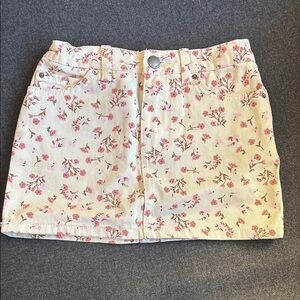 Girls Billabong Cream and Pink Floral denim Mini Skirt 6x